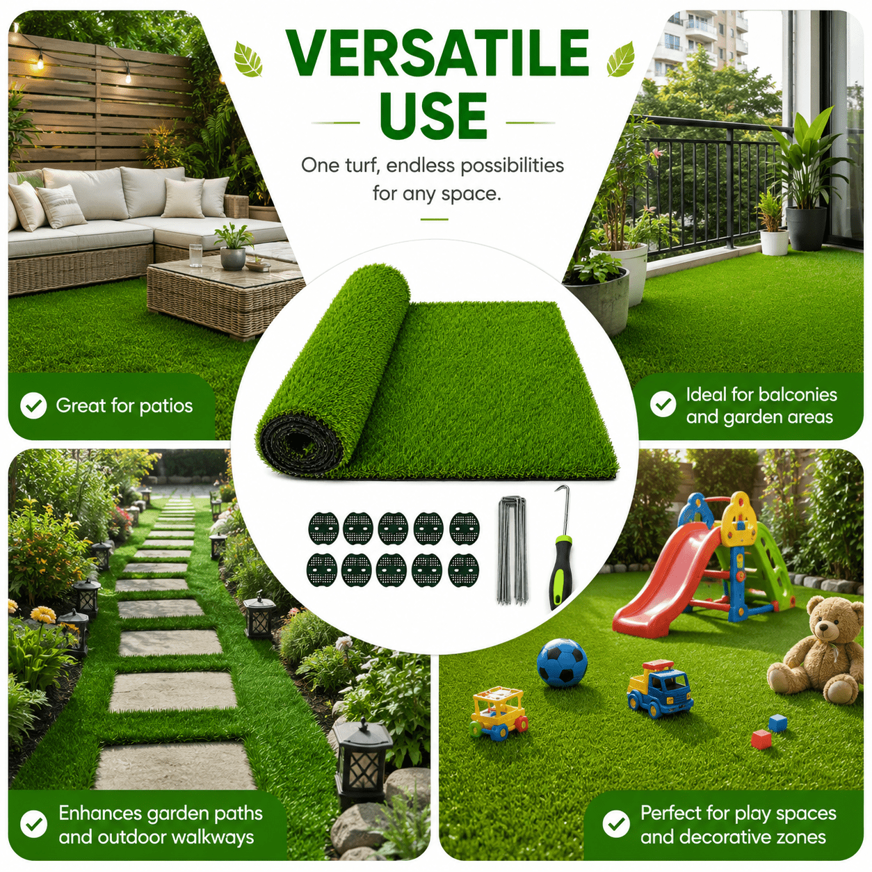 Artificial Grass roll 0.7in-Height 2colors 3ft-width