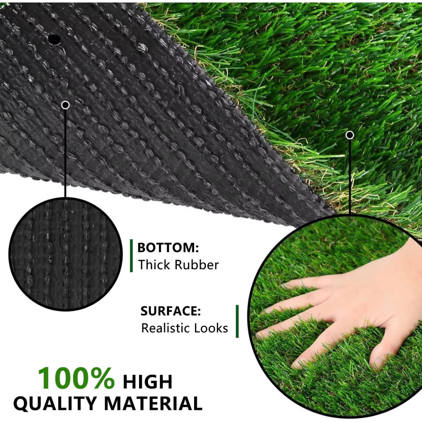 Artificial Grass roll 0.7in-Height 2colors 3ft-width