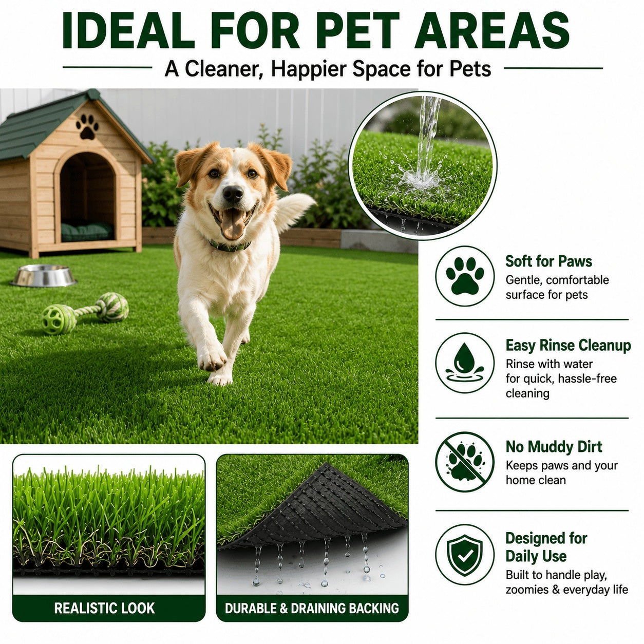 Artificial Grass  roll 0.7in-Height 2colors 5ft-width