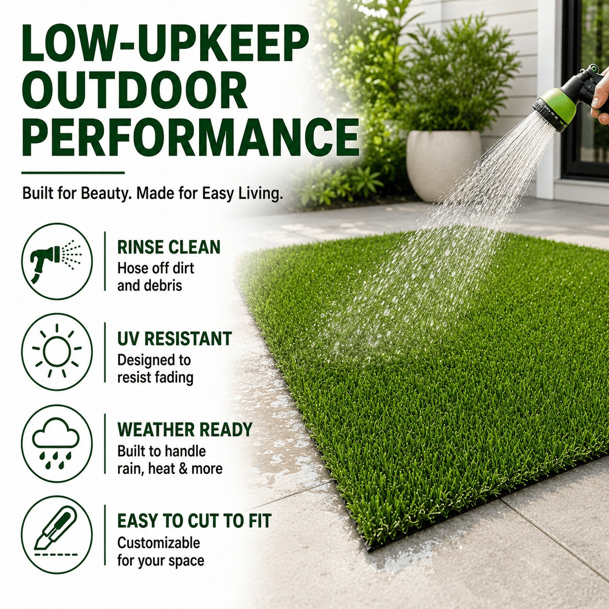 Artificial Grass  roll 0.7in-Height 2colors 5ft-width