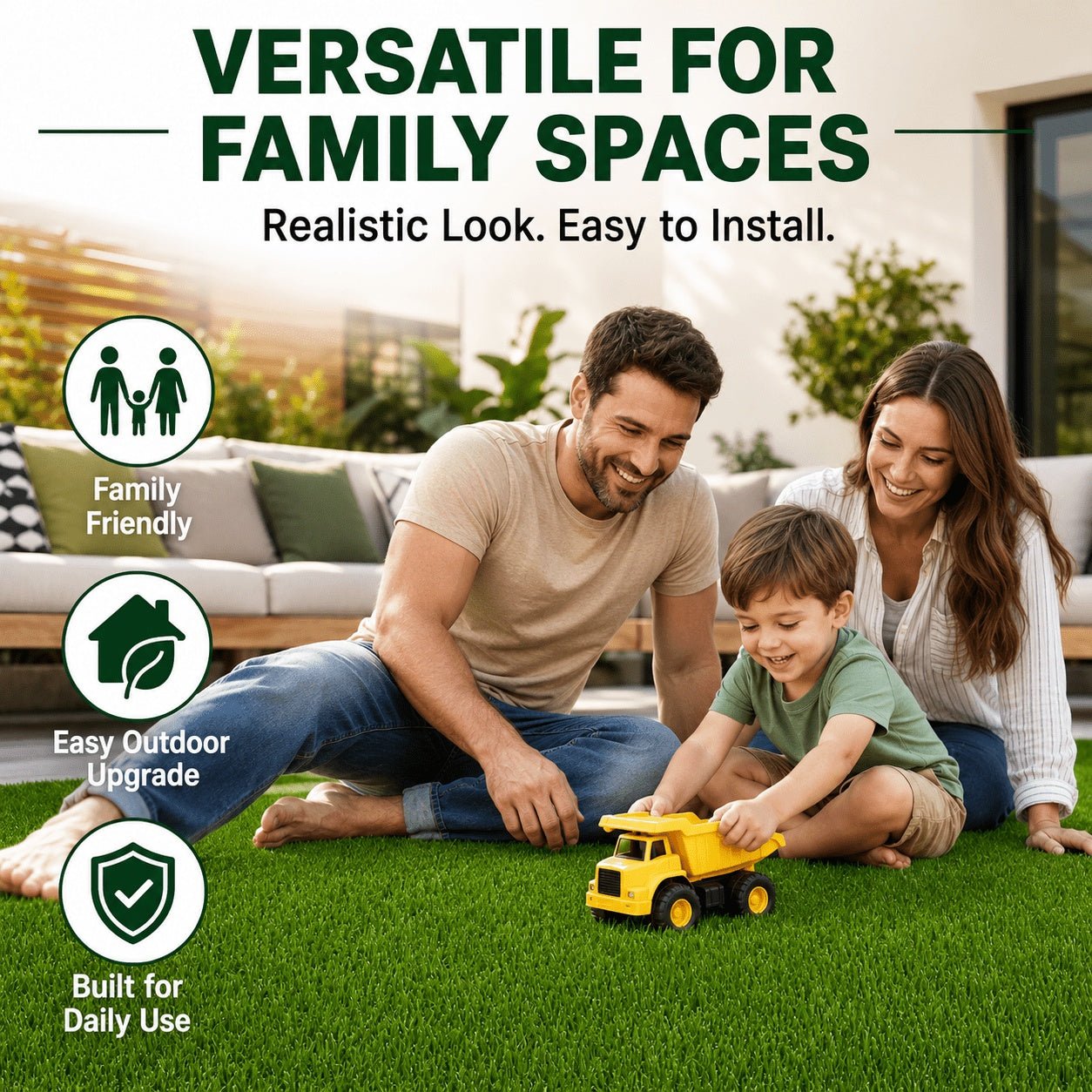 Artificial Grass  roll 0.7in-Height 2colors 5ft-width