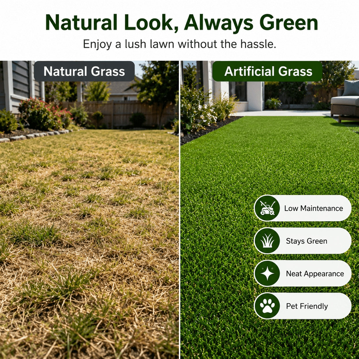 Artificial Grass roll 0.7in-Height 4colors 3ft-width