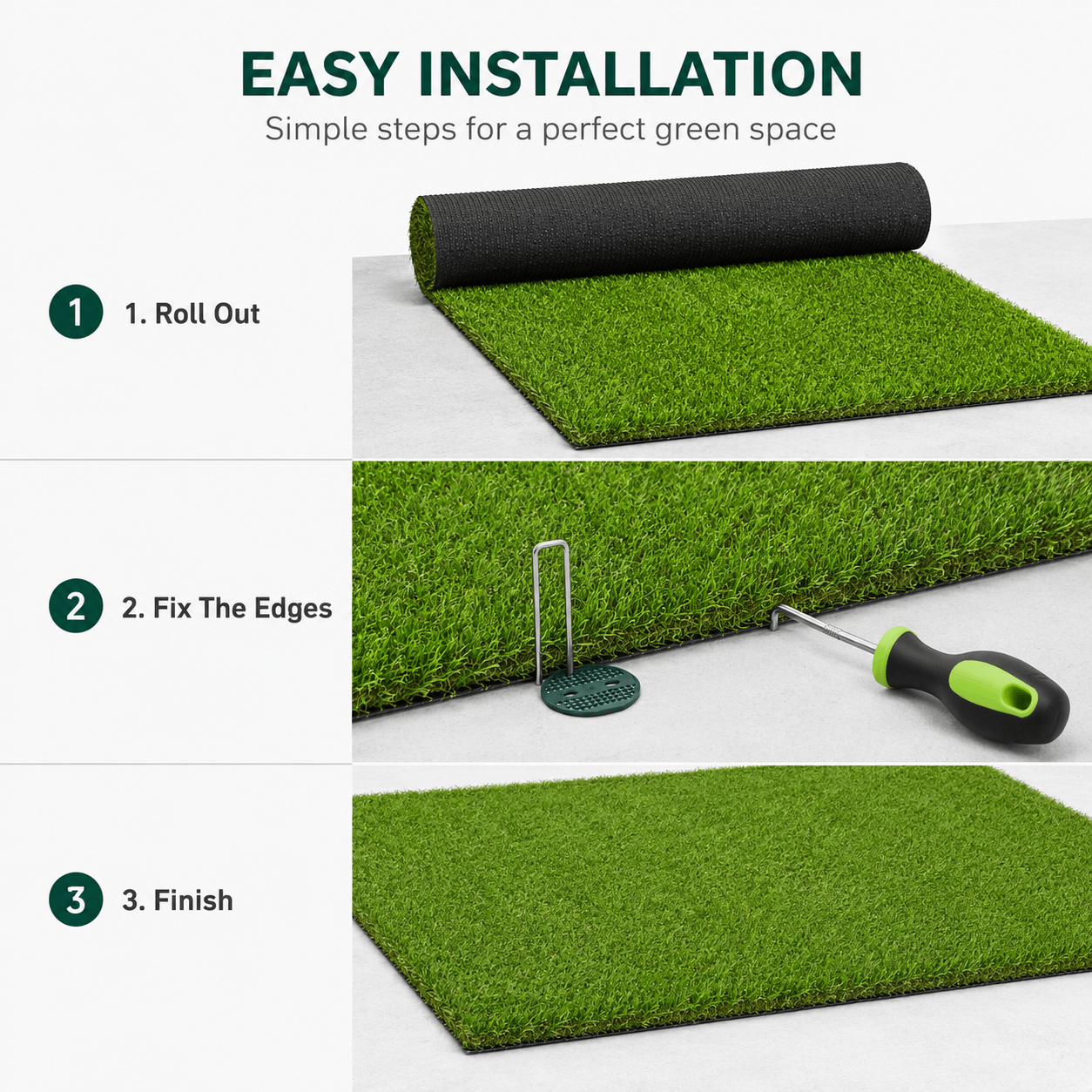 Artificial Grass roll 0.7in-Height 4colors 3ft-width
