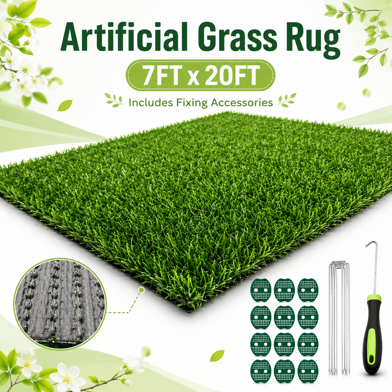 Artificial Grass roll 0.7in-Height 2colors 7ft-width