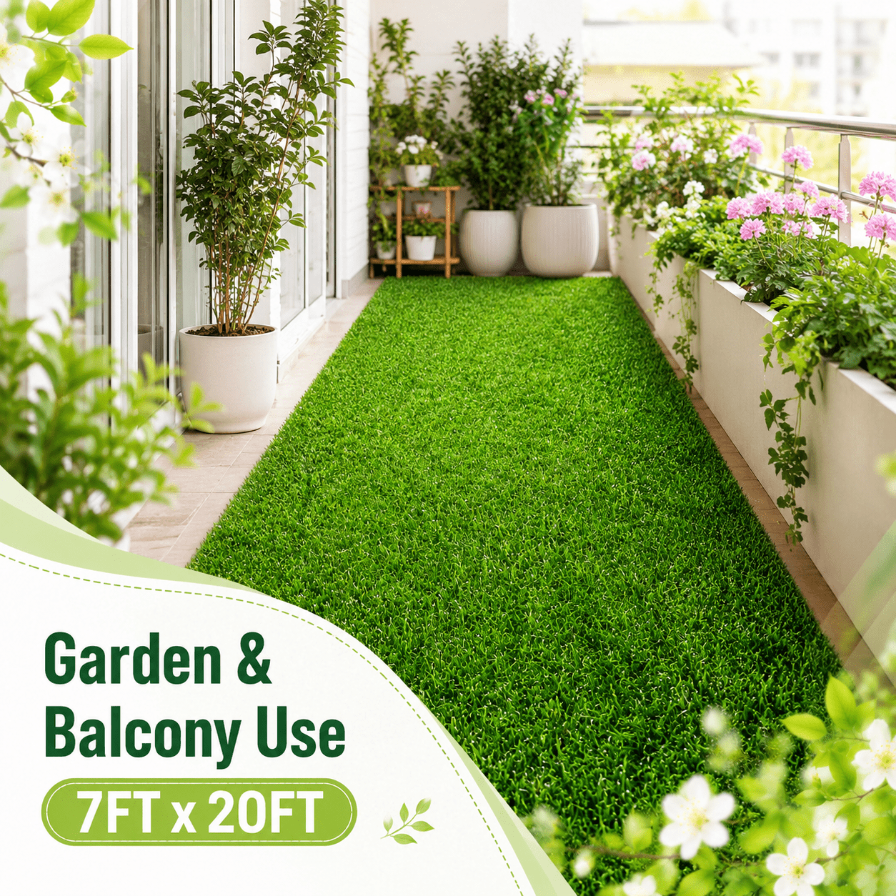 Artificial Grass roll 0.7in-Height 2colors 7ft-width