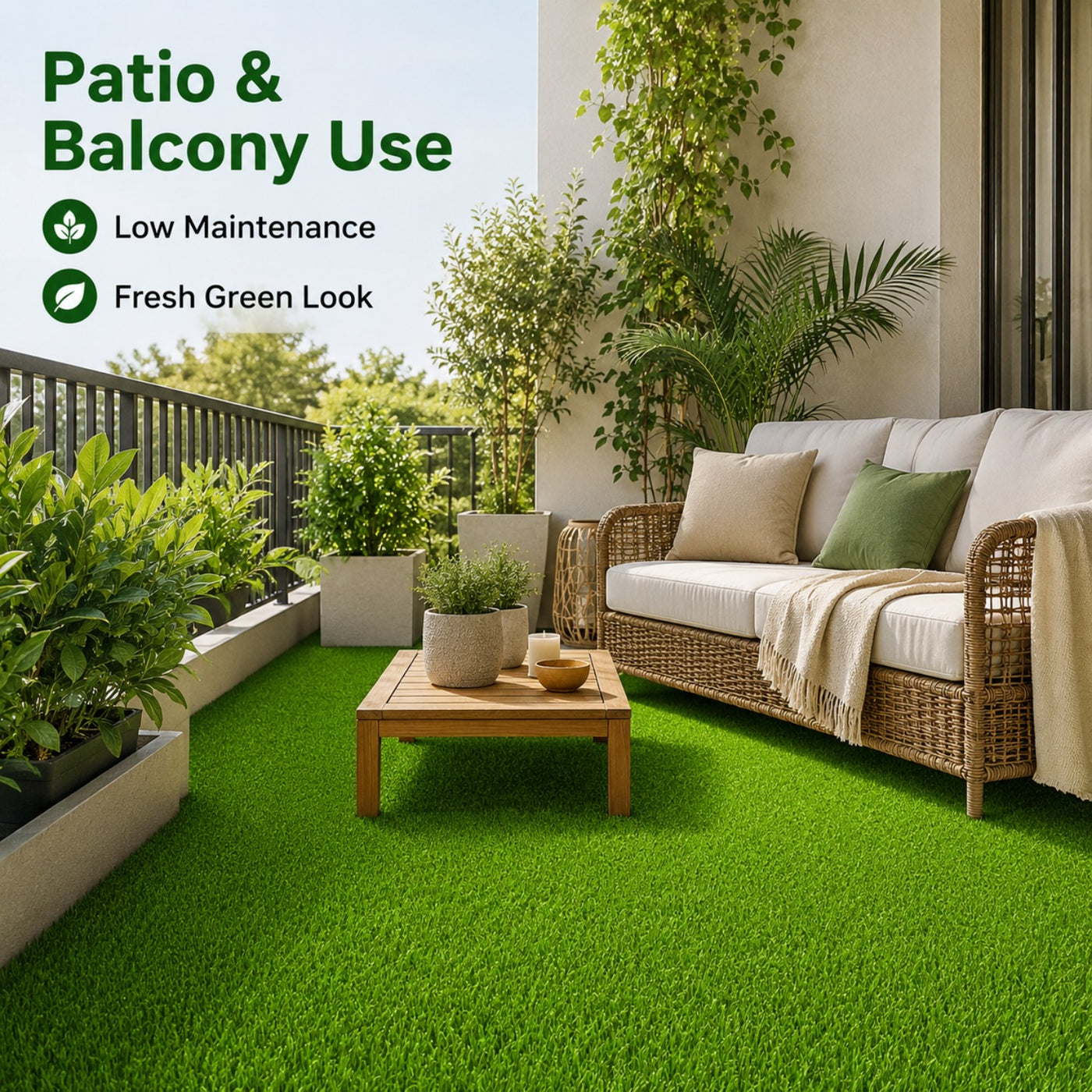 Artificial Grass roll 0.7in-Height 4colors 6.5ft-width