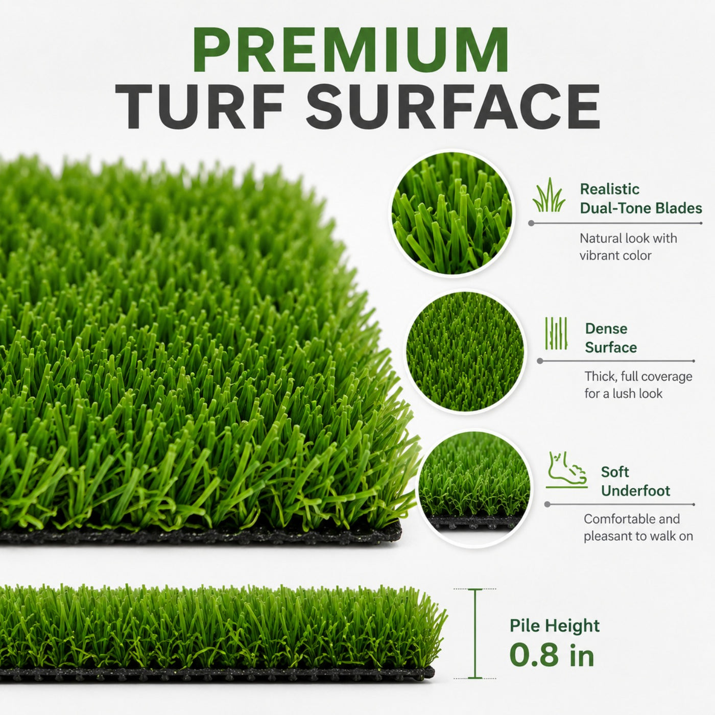 Artificial Grass roll 0.7in-Height 4colors 6.5ft-width
