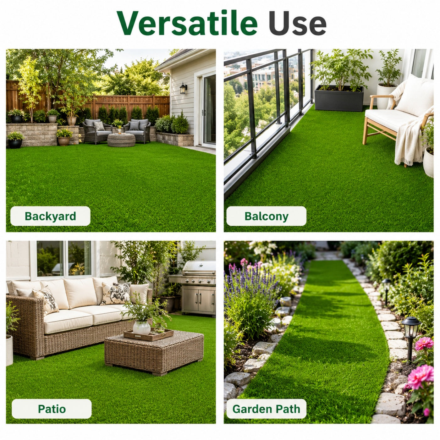 Artificial Grass roll 0.7in-Height 4colors 6.5ft-width