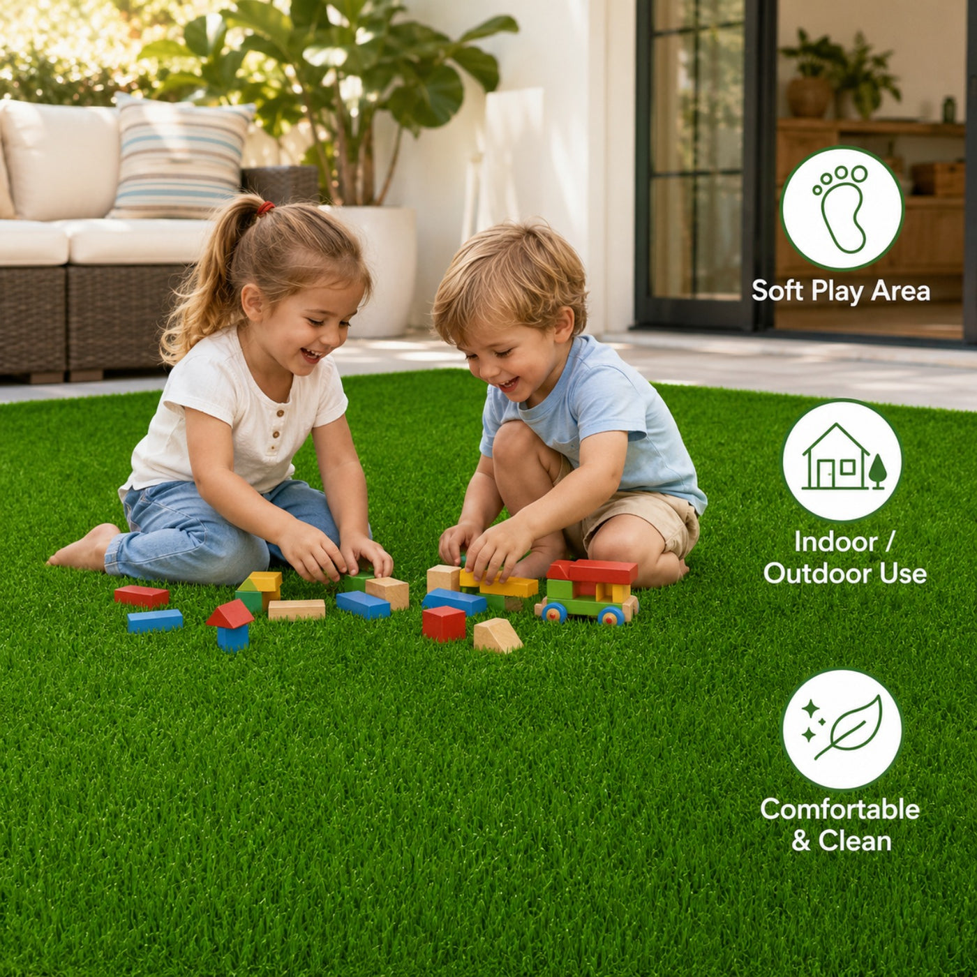 Artificial Grass roll 0.7in-Height 4colors 6.5ft-width