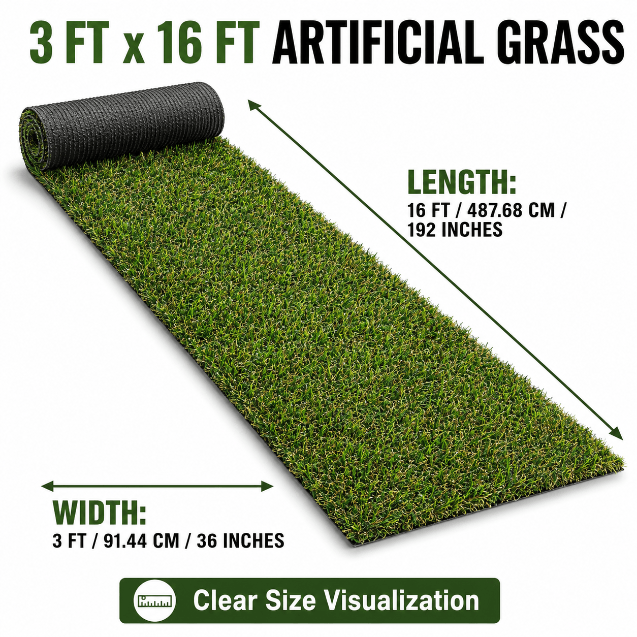 Artificial Grass roll 0.7in-Height 4colors 3ft-width