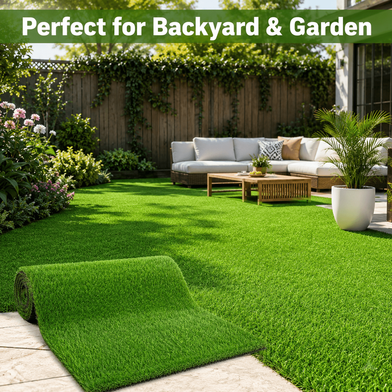 Artificial Grass roll 0.7in-Height 2colors 6ft-width
