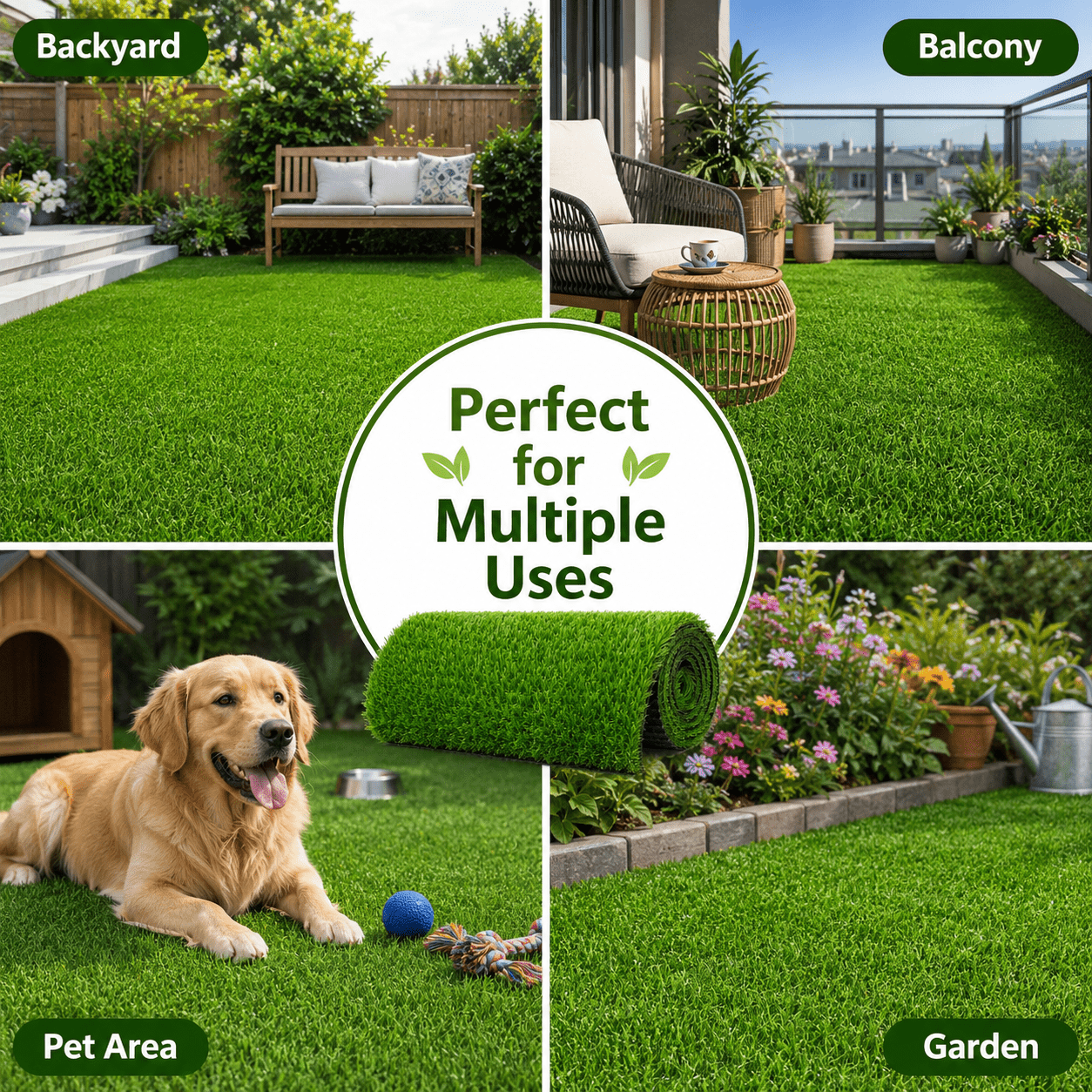 Artificial Grass roll 0.7in-Height 2colors 6ft-width