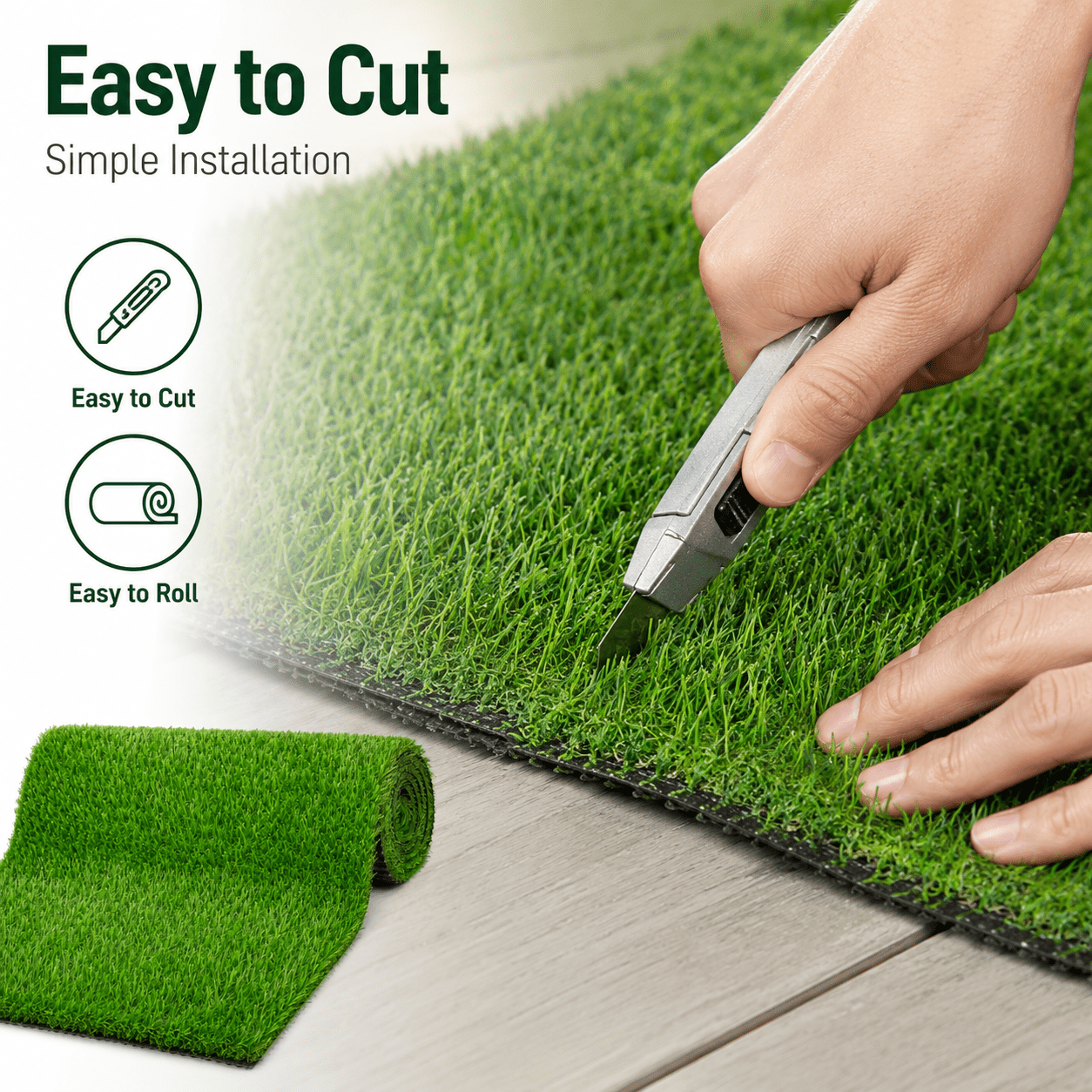 Artificial Grass roll 0.7in-Height 2colors 6ft-width