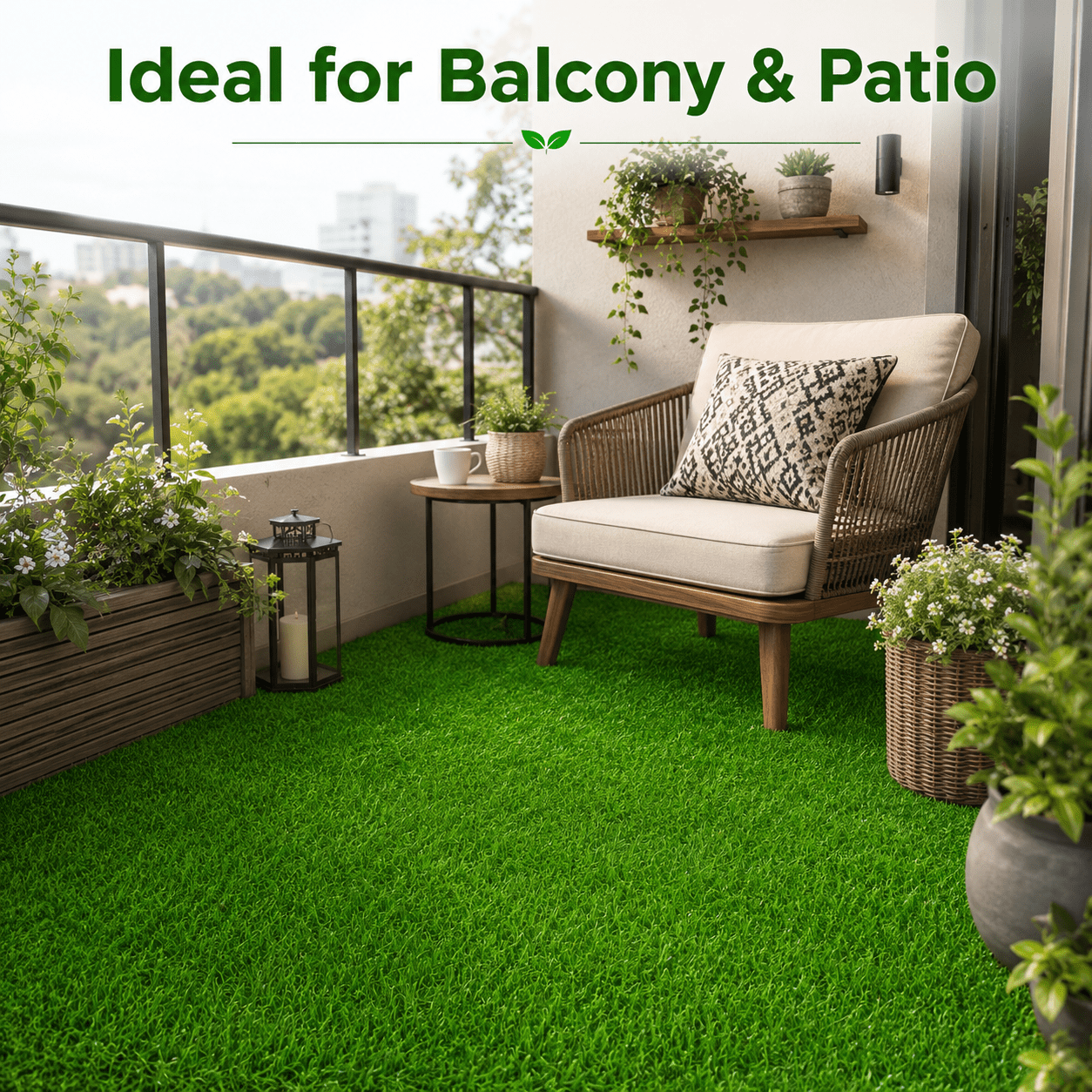 Artificial Grass roll 0.7in-Height 2colors 6ft-width