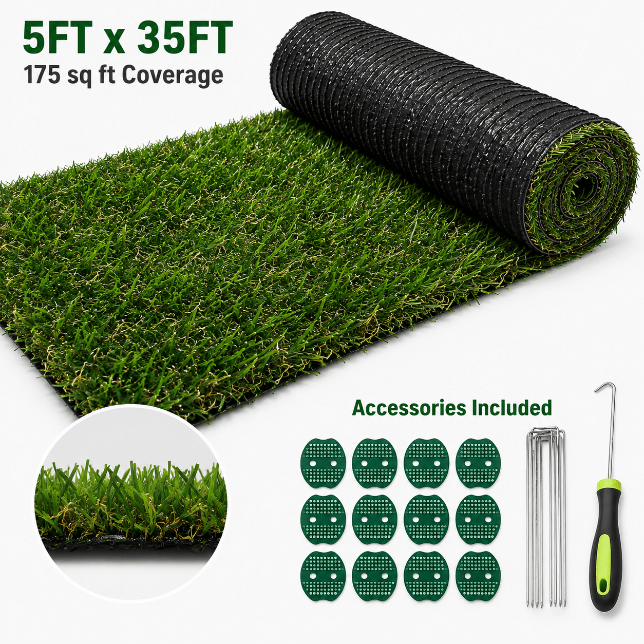 Artificial Grass roll 0.7in-Height 4colors 5ft-width