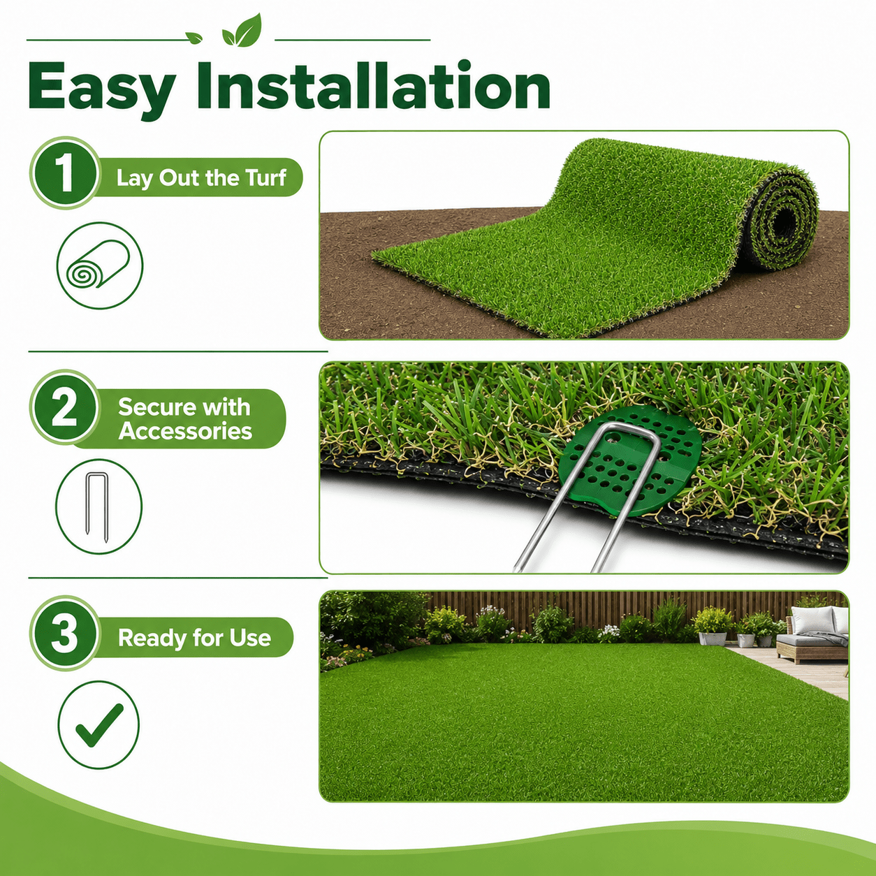 Artificial Grass roll 0.7in-Height 4colors 5ft-width