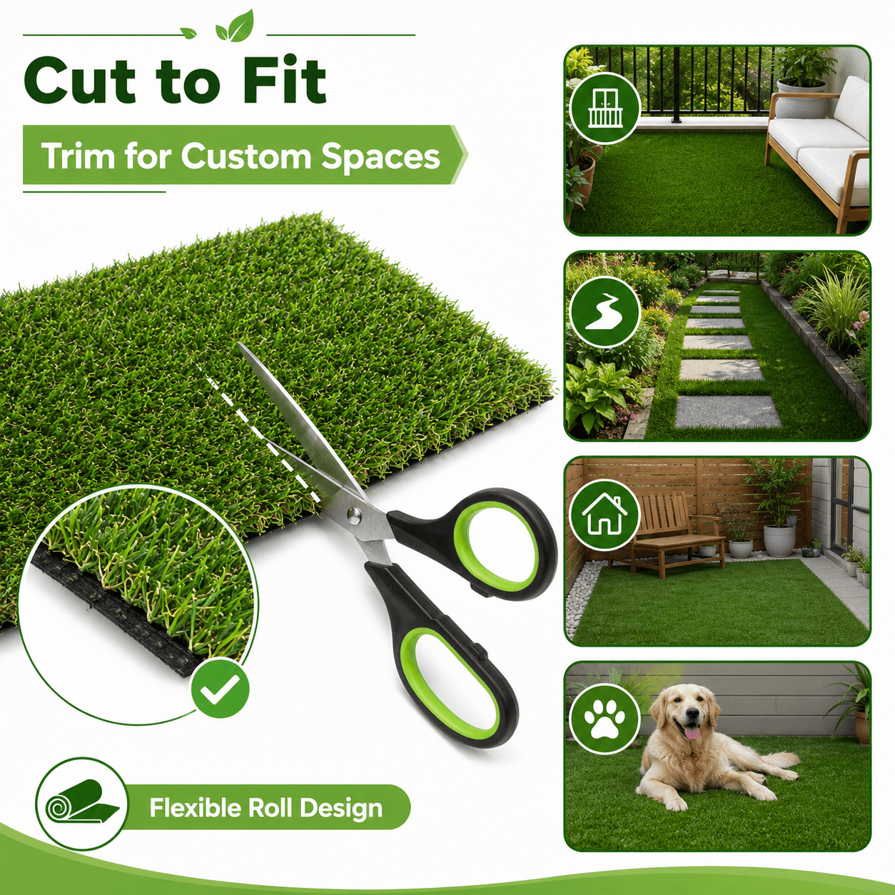 Artificial Grass roll 0.7in-Height 4colors 5ft-width